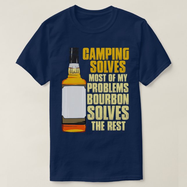 Camping Bourbon Funny T-Shirt (Design Front)