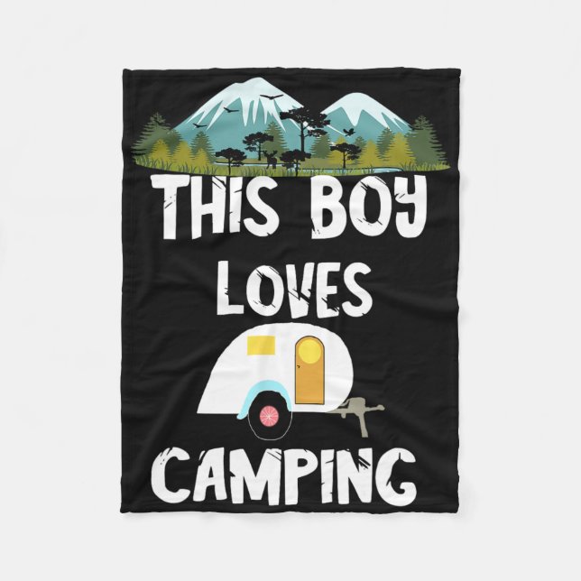 Camping Boy Camp Camper Camping Adventures Camping Fleece Blanket (Front)