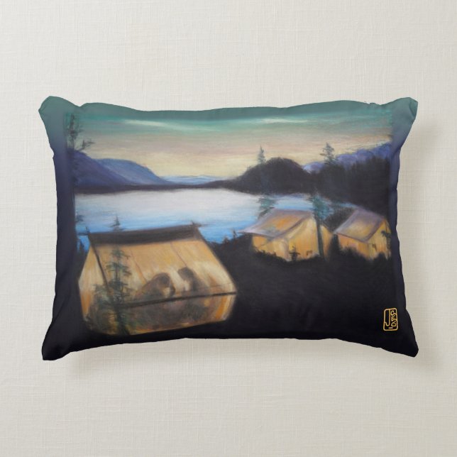 Camping by the Lake 12"x16" Accent Pillow (Front)
