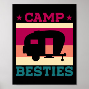 Camping Camp Besties Rv Trailer Retro Vintage Poster