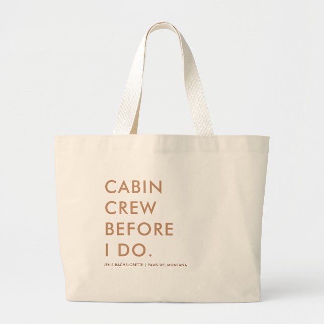 Camping Camp Earthy Bachelorette Party Gift Large Tote Bag (Front)