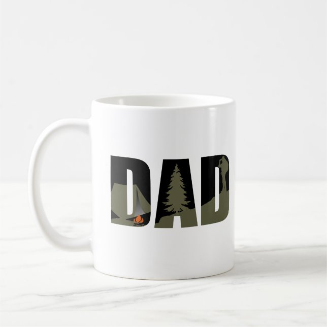 Camping camper and hiking hiker dad coffee mug (Left)