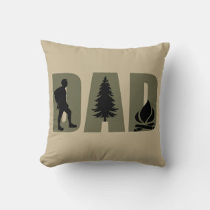 Camping camper and hiking hiker dad throw pillow