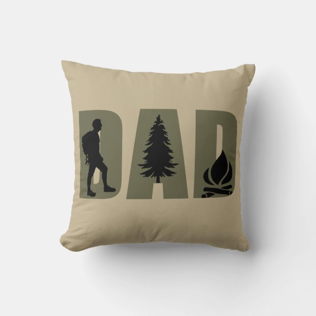 Camping camper and hiking hiker dad throw pillow (Front)