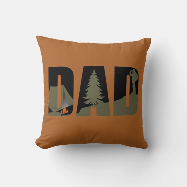 Camping camper and hiking hiker dad throw pillow (Front)