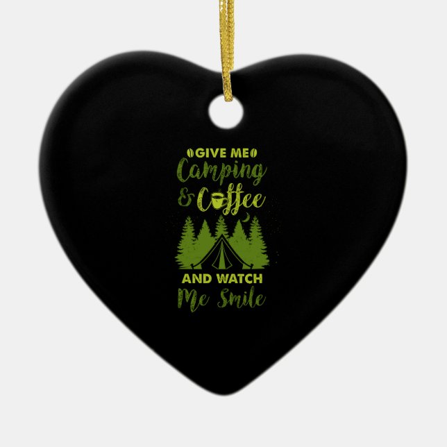 Camping Camper Coffee Gift Ceramic Ornament (Front)