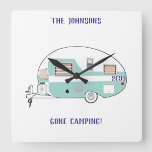Camping Campers RV Trailer Mur Acrylique Horloge