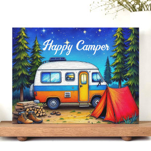 Camping Campervan Watercolor Nature Holiday Postcard