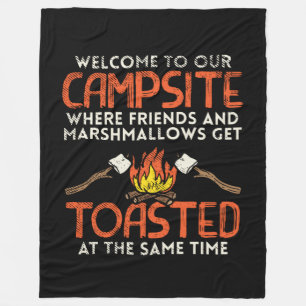 Camping Campfire and Marshmallows Fleece Blanket