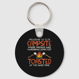 Camping Campfire and Marshmallows Keychain