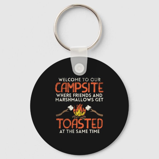 Camping Campfire and Marshmallows Keychain (Front)
