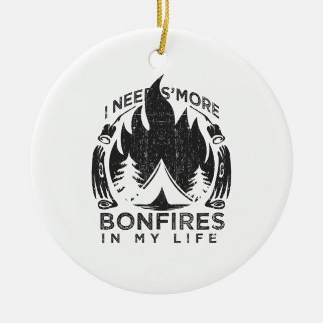 Camping Campfire Gift Ceramic Ornament (Front)