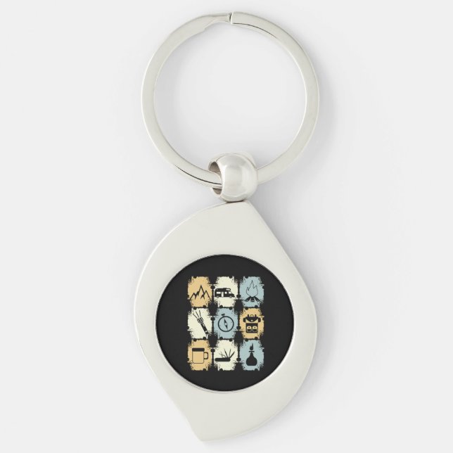Camping - Camping Stuff Retro Keychain (Front)