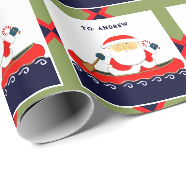 Camping Canoe Christmas Gift Wrapping Paper (Roll Corner)