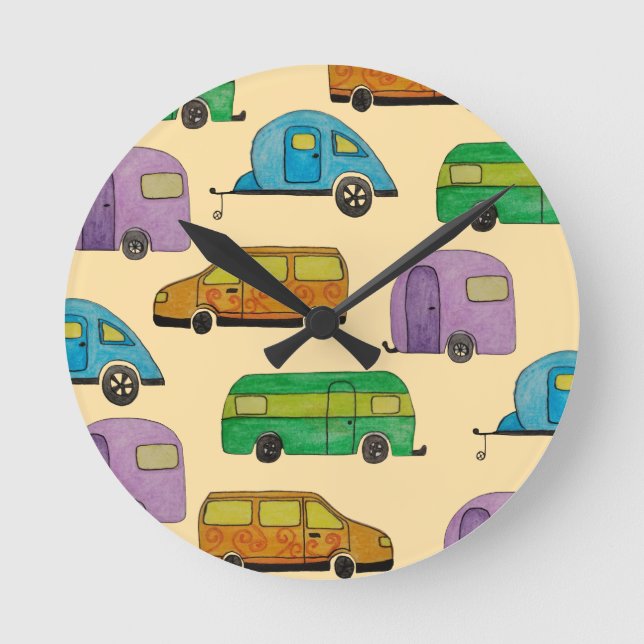 Camping caravans round clock (Front)