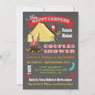 Camping Chalkboard Couples Invitations De Douche