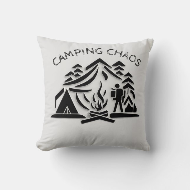 Camping Chaos Icon Logo Personalize Throw Pillow (Front)