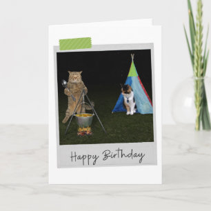 Camping Chats Drôle Carte d'Anniversaire