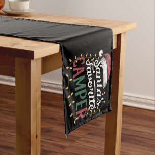 Camping Christmas Santa's Favourite Camper Gift Short Table Runner
