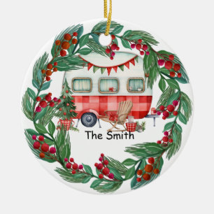 Camping Christmas Van for Camper Ceramic Ornament