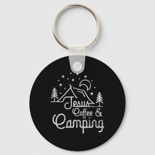 Camping Coffee Camper Camp Lover Christian Jesus Keychain