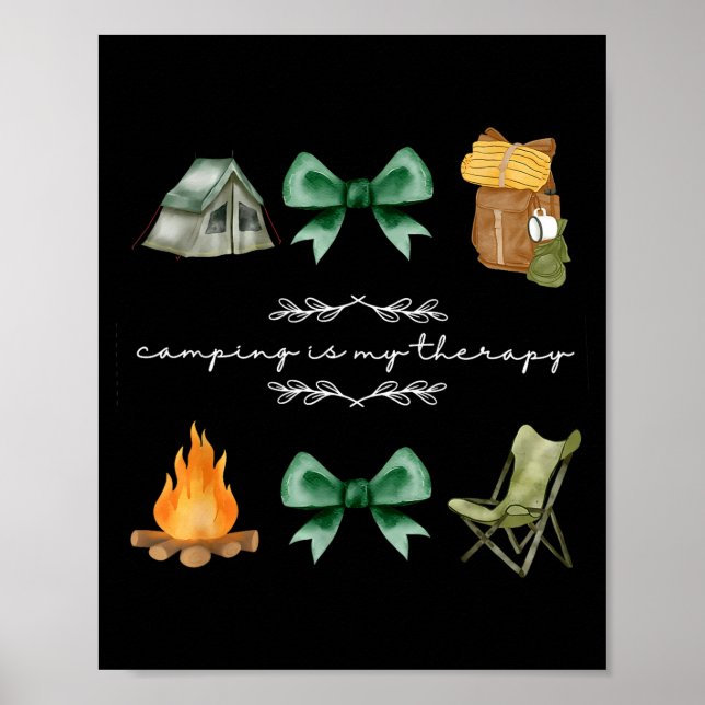 Camping coquette bow camping is therapy summer poster (Front)