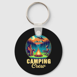 Camping Crew Camper Drinking Team Funny Bigfoot Al Keychain