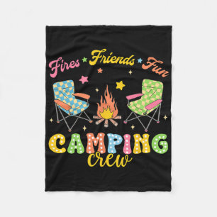 Camping Crew Family Friends Girls Kids Summer Vibe Fleece Blanket