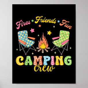 Camping Crew Family Friends Girls Kids Summer Vibe Poster