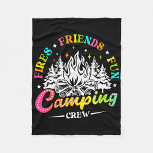 Camping Crew Fires Friends Fun Summer Vibes Camper Fleece Blanket