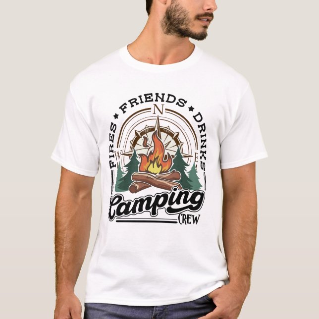 Camping Crew Fries Friends Drinks T-Shirt (Front)