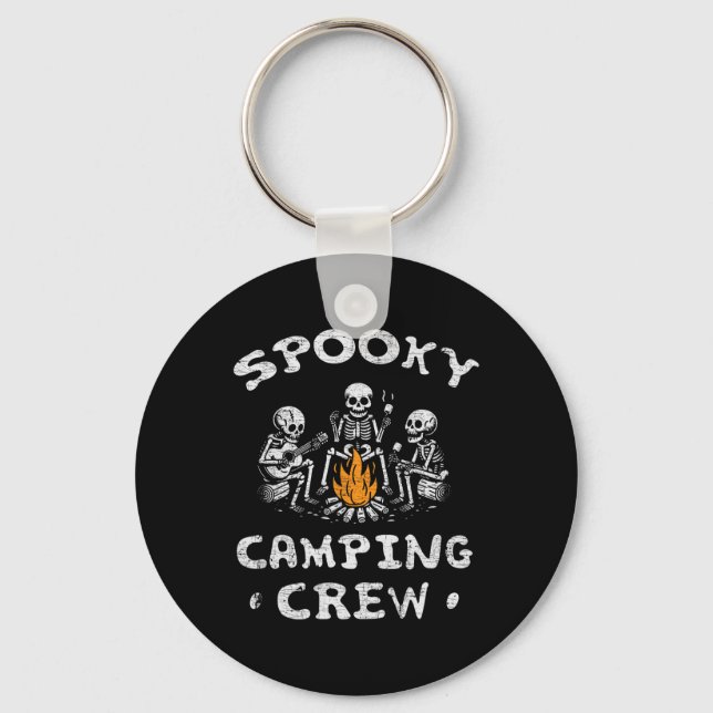 Camping Crew Halloween Camping Skeleton Campsite  Keychain (Front)