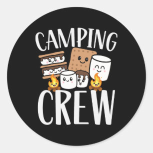 Camping Crew Smore Campfire Group Squad Team Kids Classic Round Sticker