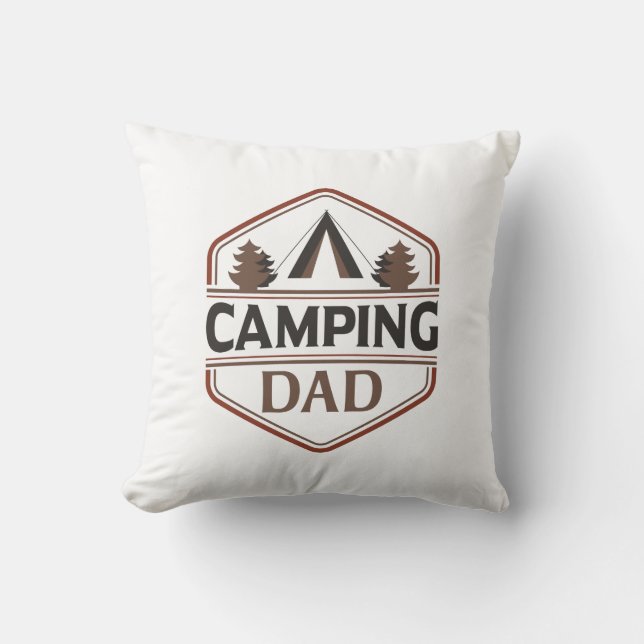 Camping Dad Throw Pillow (Front)