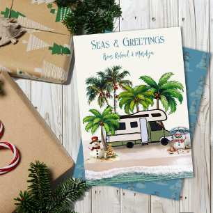 Camping de Noël Motorhome Snowmen Carte de voeux
