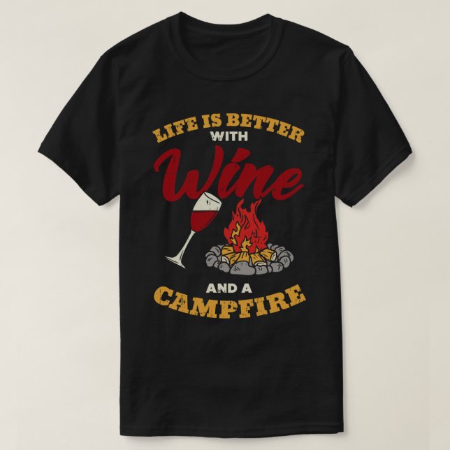 Camping Drinking Wine 3 T-Shirt (Design Front)