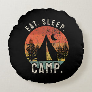 Camping - Eat Sleep Camp Round Pillow