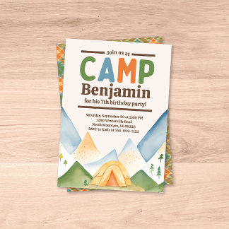 Camping en plein air Invitation de fête d'annivers