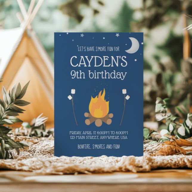 Camping et S'mores Invitation d'anniversaire (Créateur téléchargé)