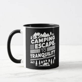 Camping Évasion à la tranquillité, mug noir