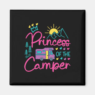 Camping Family Girl Campervan Motorhome Princess C Magnet