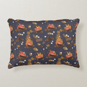 Camping Fire Outdoor Adventure & Marshmallows Accent Pillow