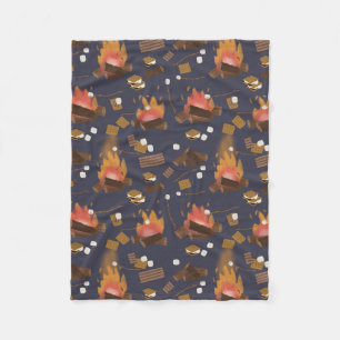 Camping Fire Outdoor Adventure & Marshmallows Fleece Blanket
