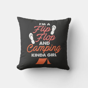 Camping - Flip Flop And Camping Kinda Girl Throw Pillow