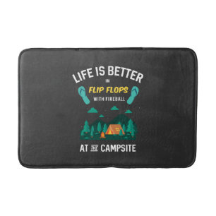 Camping - Flip Flops With Fireball Bath Mat