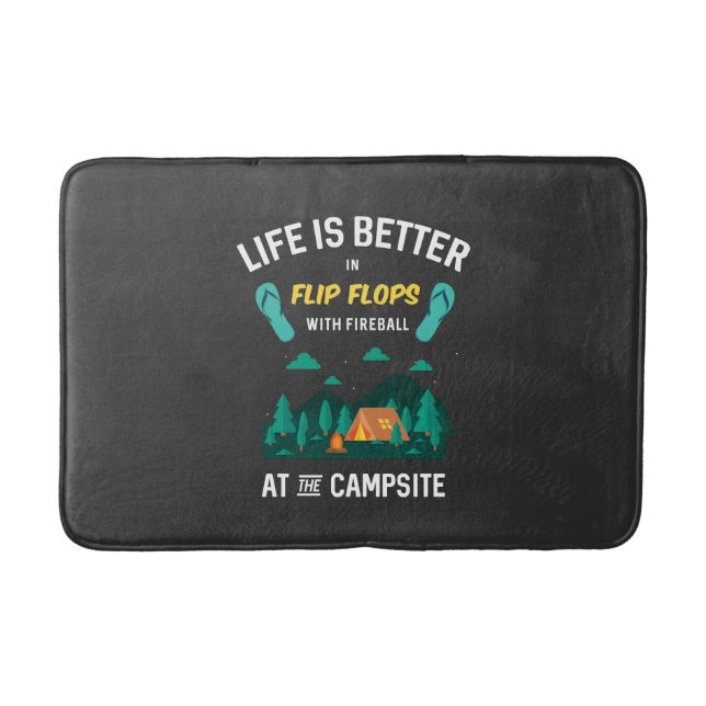 Camping - Flip Flops With Fireball Bath Mat (Front)