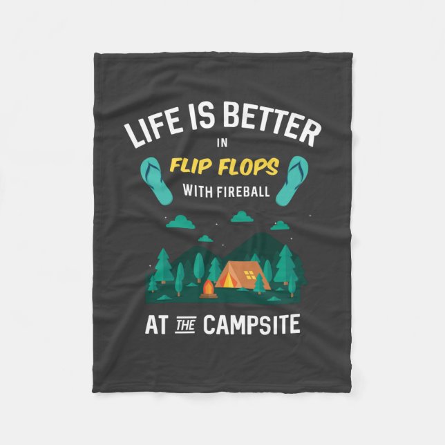 Camping - Flip Flops With Fireball Fleece Blanket (Front)