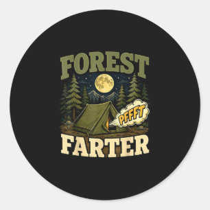 Camping forest farter tent humour classic round sticker
