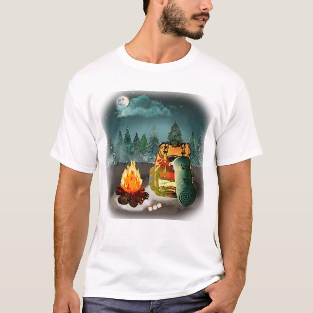 Camping Forest Night Adventure T-Shirt (Front)