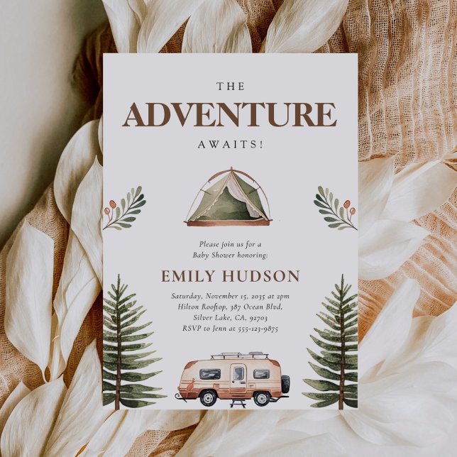 Camping Forest Watercolor Baby Shower Invitation (Creator Uploaded)